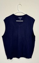 Lands End Cashmere Sweater Vest Mens Large Navy Blue V-Neck Golf Outdoor... - £26.70 GBP