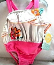 Disney 12-18 mo swimsuit Finding Nemo white ruffles Pink one piece Upf50... - £14.78 GBP
