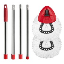 2 Spin Mop Head Replacement, 1 Base, 1 Mop Handle (30-58In) Combo Mop Set Compat - £23.90 GBP