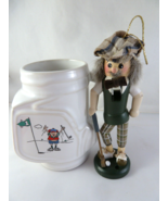 Vtg Golf Bag Shaped Coffee Mug By Russ Berrie &amp; Co + Wooden nutcracker o... - $14.11 CAD