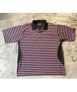 Slazenger Mens 2XL Golf Polo Shirt Black Magenta Purple Pink Stripe Shor... - $12.19