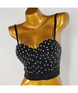 Burning Man Rave Festival Rhinestones Embellished Black Bustier Corset T... - €41,21 EUR