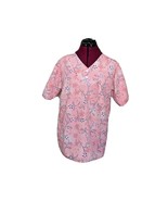 Scrub Wear Scrub Top Multicolor Women Pocket Size Small V Neck Floral Print - £15.85 GBP