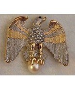 EAGLE PIN GOLD CRYSTAL PEARL Large BROOCH DAR DEMOCRAT REPUBLICAN MILITA... - $22.46