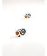 Sterling Silver Earrings - Turquoise and Orange Bubbles - £27.52 GBP