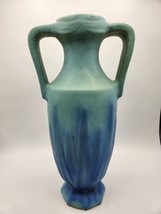 Antique Van Briggle Pottery Two Handle Blue Yucca Leaves Vase - £668.70 GBP