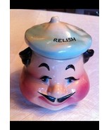 Unique French artist face with removable hat RELISH container! Very cool. - $18.76