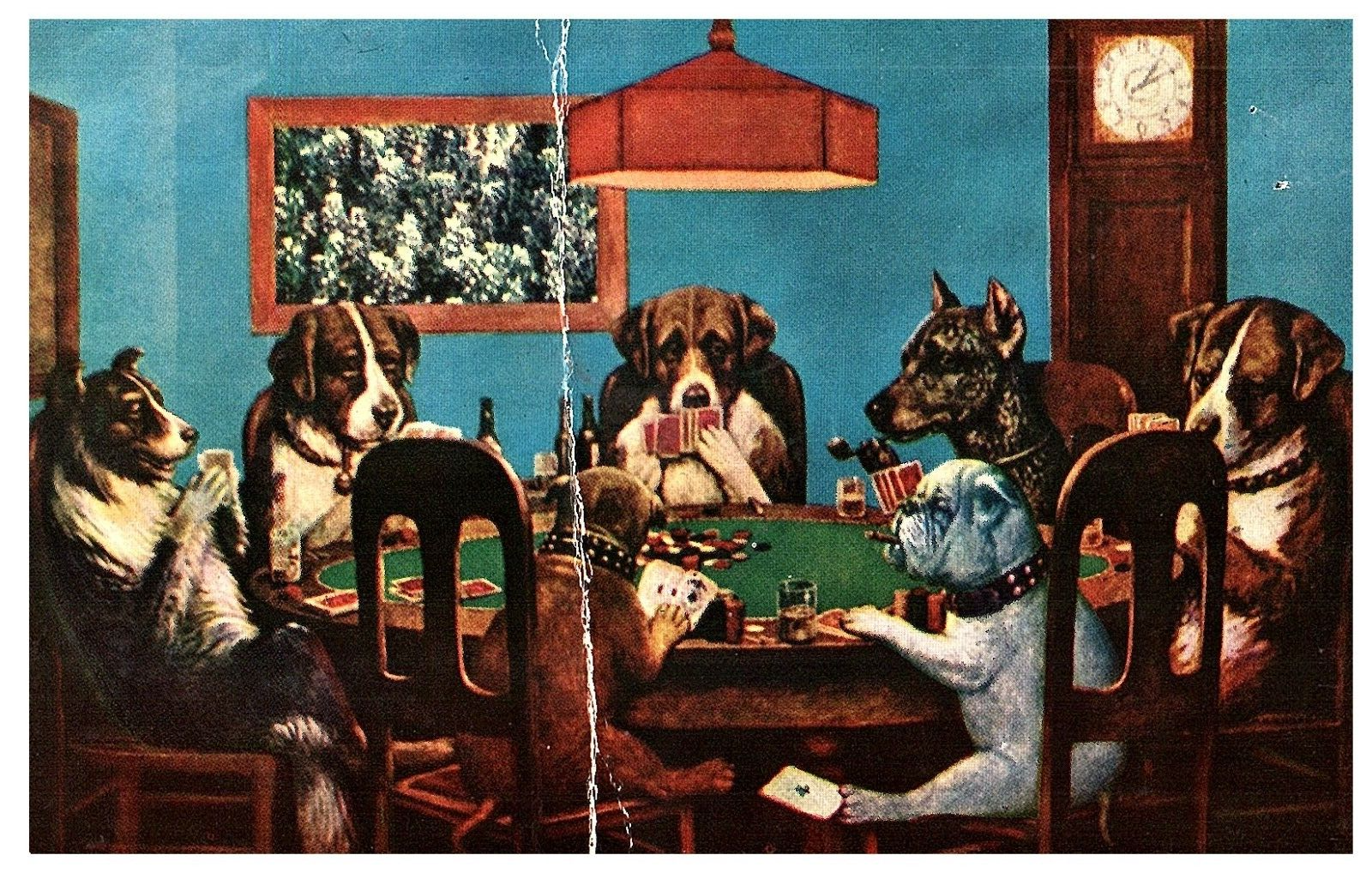 Dogs Gambling Playing Poker Anthropomorphic Postcard 1984 - $1.93