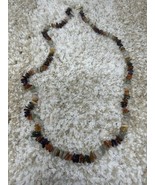Multicolored Vintage Semi Precious Mixed Polished Stone Nugget Necklace 18” - €34,10 EUR