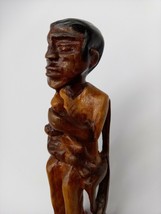 ANTIQUE Carved African Man w/ Baby, Black Folk Art Figure High Chair Har... - $47.36