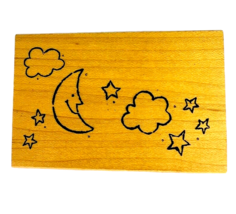 Vintage Great Impressions Clouds Moon Stars Rubber Stamp G218 - £10.34 GBP