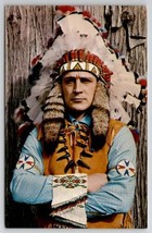 Chief Walking Bear Chippewa Totem Village St Ignace Michigan Postcard N23 - £7.07 GBP