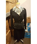 BERGDORF Goodman VINTAGE 60&#39;s 2 Piece DRESS Suit Black &amp; Brown GORGEOUS - £70.11 GBP