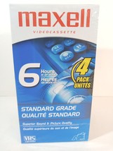 Maxell 6 Hours T-120 (4-Pack) Blank Standard Grade VHS Tapes Brand New Sealed - £13.66 GBP