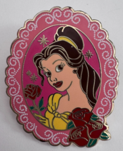 Disney Princess Belle Pink White Swirl Design Roses on Oval Frame 2009 P... - $13.85