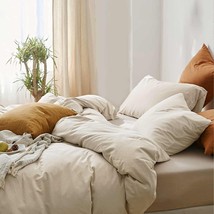 Beige Comforter Set Full Size, 3 Piece Aesthetic Modern Bedding Set - So... - £84.53 GBP