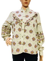 Sezane Women Floral Embroidered Ruffle Organic Cotton Poky Skirt Tunic T... - $134.99