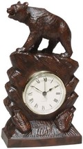 Mantel Clock MOUNTAIN Lodge Tall Bear Walking Chocolate Brown Resin - $259.00