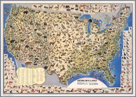 12302.Decor Poster.Vintage Interior wall design.1947 Hunters map of the U.S - $17.10+