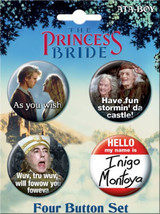 The Princess Bride Movie Carded Set of 4 Round Button Set #2 NEW UNUSED - $4.99