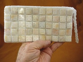 (EL5-A) white Mother of Pearl Shell satin clutch purse Wristlet evening ... - $55.99