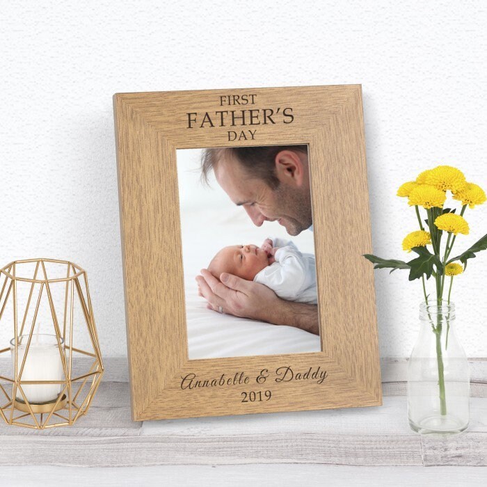 Personalised Fathers Day First Father's Day Wooden Photo Frame Gift - £11.91 GBP