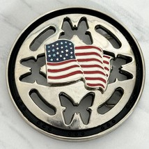 American Flag Butterfly Spinning Spinner Fidget Belt Buckle - £15.63 GBP