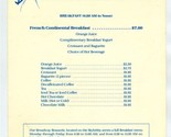 Novotel New York Room Service Menu 1980&#39;s New York City  - $23.74