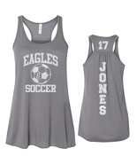 Custom Glitter Soccer Team Women&#39;s Flowy Bella + Canvas Racerback Tank Top  - £19.94 GBP+