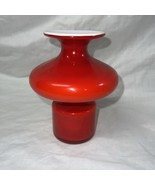 6&quot; Holmegaard Carnaby Per Lutken Denmark Glass Vase Red White Opal MCM R... - $415.10 CAD