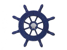 [Pack Of 2] Rustic Dark Blue Decorative Ship Wheel With Seashell 6&quot;&quot; - £38.41 GBP