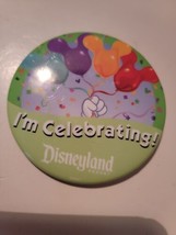 Walt Disney World Resort I&#39;M CELEBRATING! Button Pin Collectible Vtg Bir... - $9.50