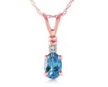 Galaxy Gold GG 14K Solid Rose Gold Natural Blue Topaz and Diamond Pendan... - $601.91