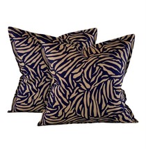 Pair Pillow Covers Vicki Payne Free Spirit Navy Blue Brown Zebra Animal Print - £53.39 GBP