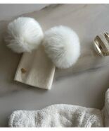 MI LOVES SIGNATURE Angora Baby Double pompom hat White Kids Girl Fur Beanie - $30.00