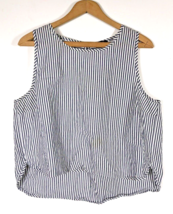 Madewell XL Tank Top Shirt Blouse Blue White Stripe Hi Lo Crop Style Sailor Core - £29.68 GBP