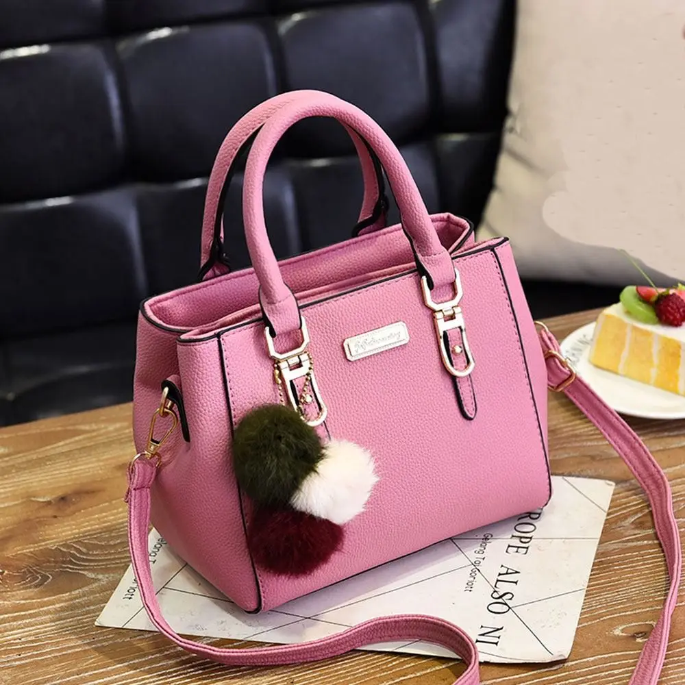 Casual with pendant pu leather female messenger bag solid color large capacity embossed thumb200