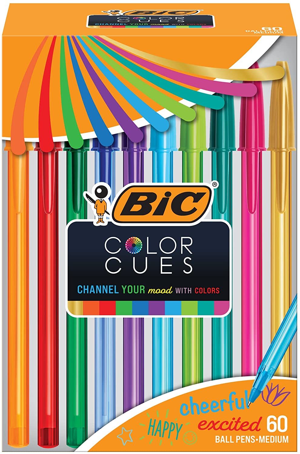 Bic Color Cues Pen Set (Wmsua60-Ast), Assorted 60-Count Pack, Fun Color Pens For - $33.95