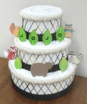 Woodland Themed Baby Shower 3 Tier Diaper Cake - £52.27 GBP