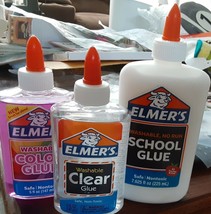 New 3pc Elmer&#39;s Washable Translucent Color, clear, Glue  Great For Making Slime! - £6.25 GBP