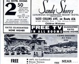 Sandy Shores Motel Adverting Flyer 1960&#39;s Collins Avenue Miami Beach Flo... - $19.78