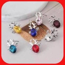 New Beautiful Absolutely Adorable Colorful Christmas Reindeer Stud Earrings - $7.00