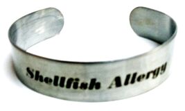 Medical Shellfish Allergy Stainless Steel 5/8" X 6" Bracelet Free Shipping - $14.95