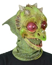 Dragon Mask Baby Green Big Eyes Puff Cute Lizard Head Halloween Costume ... - $62.99