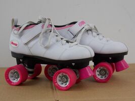 Chicago bullet women’s 4 wheel  quad speed roller skates white/pink size... - $63.05 CAD