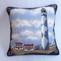 Lighthouse Pillow Nautical Sailboat Needlepoint cross stitch throw toss accent - £27.17 GBP