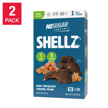 No Sugar Shellz Dark Chocolatey Caramel Pecan 25-Count, 2-Pack - £51.39 GBP