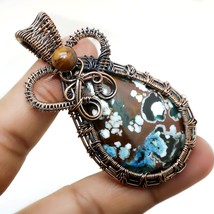 Tibetan Turquoise Wire Wrapped Handcrafted Copper Jewelry Pendant 2.70&quot; SA 1292 - £3.98 GBP