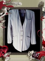 Amanda Smith Jacket Blazer 6 Stripe Linen Blend Pockets Buttons Lined - £14.86 GBP