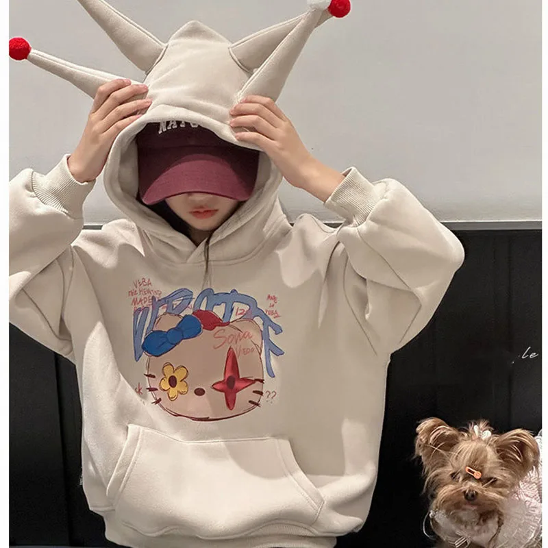 Kawaii Sanrio Children&#39;s Hooded Sweatshirt Hello Kittys Accessories Cute Anime - £25.14 GBP+